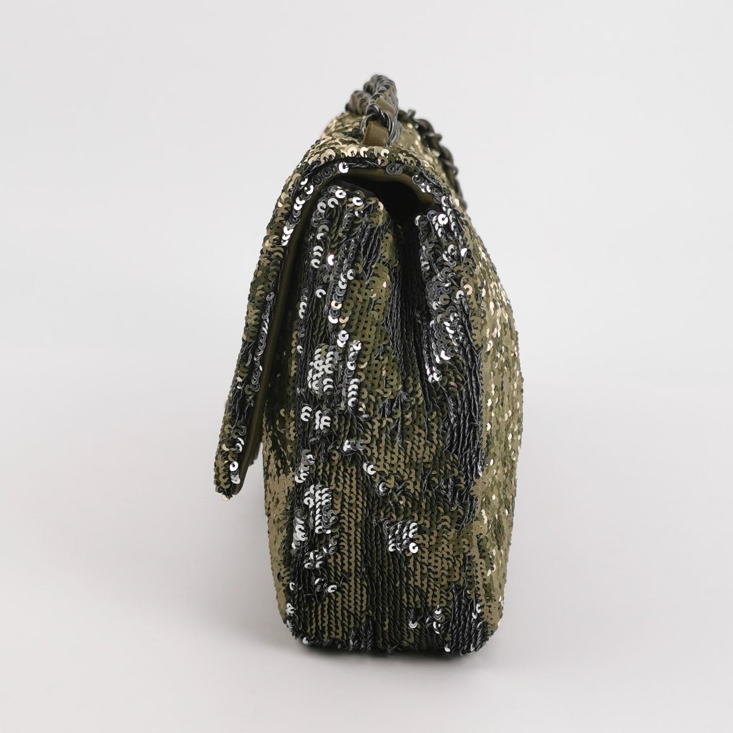 Chanel Coco Cuba Flap Bag Medium Green Khaki Sequins