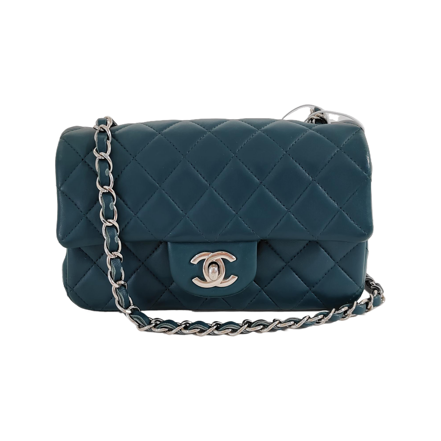 Chanel Classic Flap Rectangular Mini Teal Green Lambskin,2020