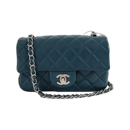 Chanel Classic Flap Rectangular Mini Teal Green Lambskin,2020