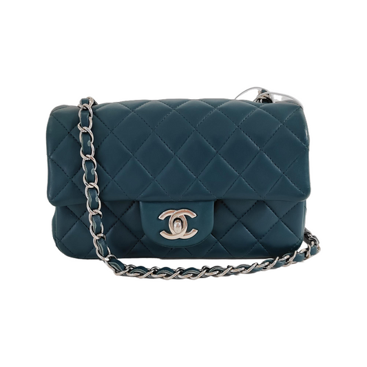 Chanel Classic Flap Rectangular Mini Teal Green Lambskin,2020