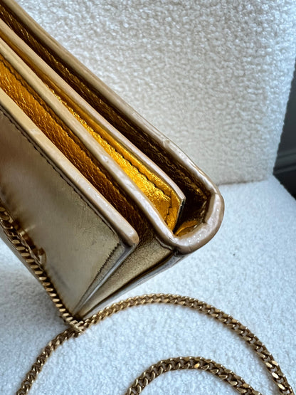 Yves Saint Laurent (YSL) Gold Chain Wallet with Gold Hardware