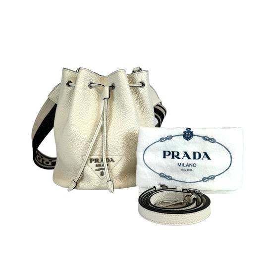 Prada VItello Daino Bianco Bucket Bag