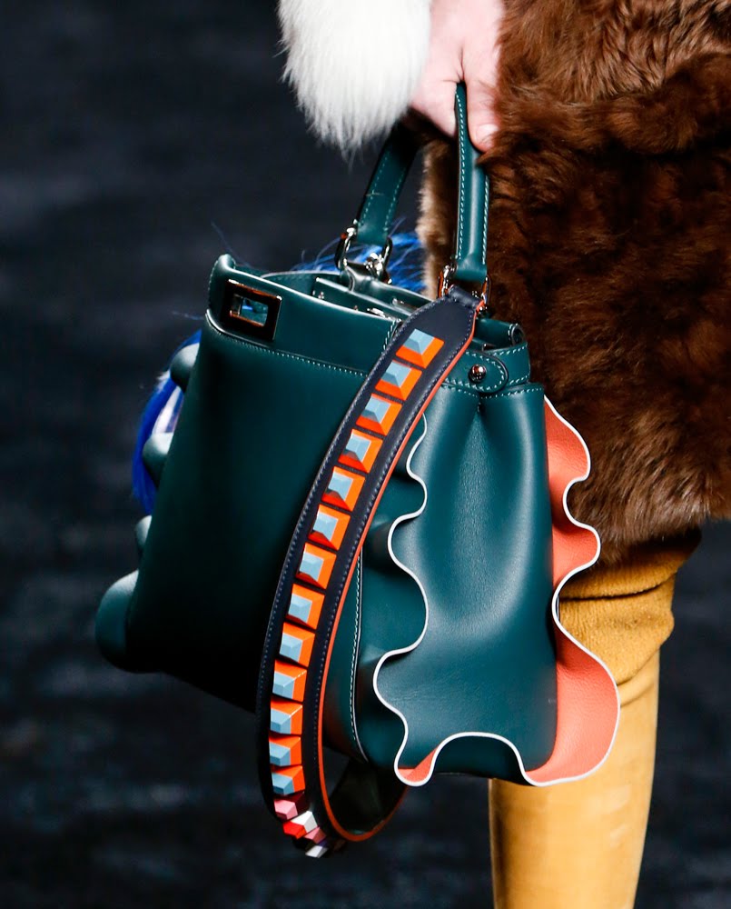 Fendi Wave Medium Peekaboo Teal Blue Bag