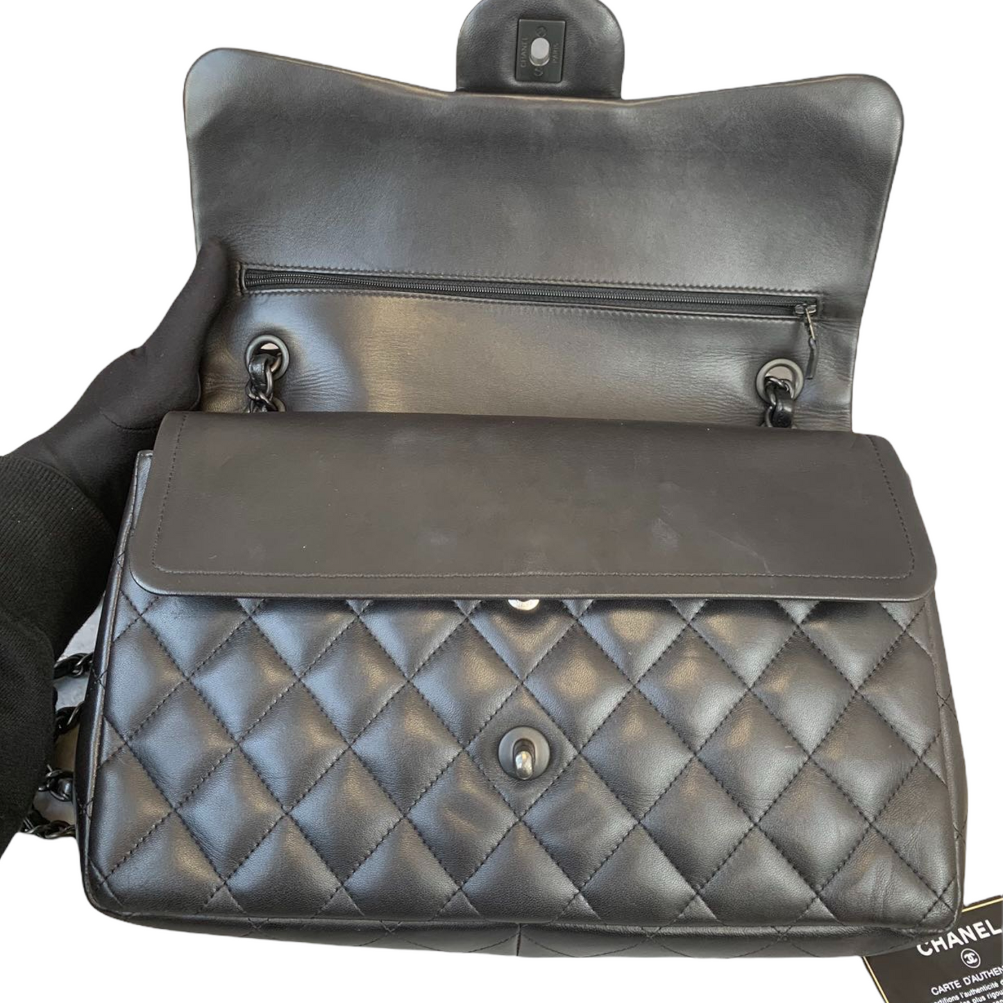 Jumbo Double Flap Lambskin So Black