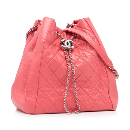 Pink Chanel CC Chain Drawstring Bucket Bag