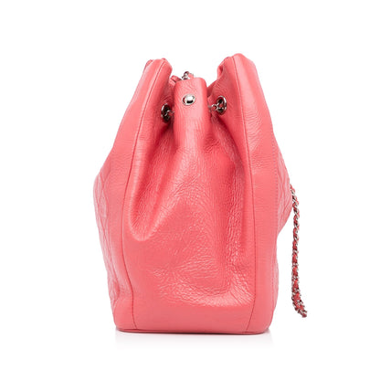 Pink Chanel CC Chain Drawstring Bucket Bag