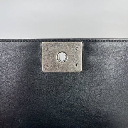 Python Black Old Medium Boy Bag in Black with RHW