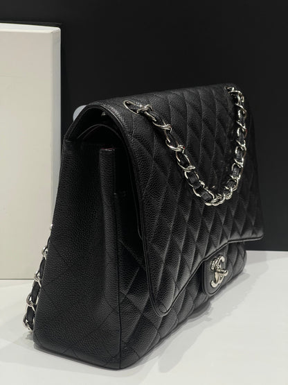 Chanel - sac classique maxi jumbo cuir caviar noir