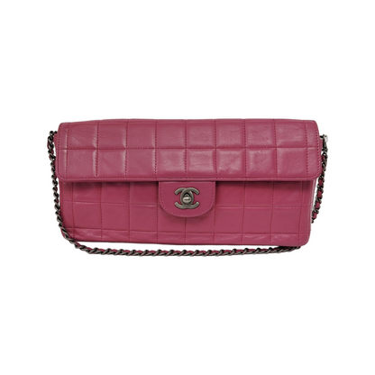 Chanel East West Chocolate Bar Pink Leather Silver Hardware Vintage
