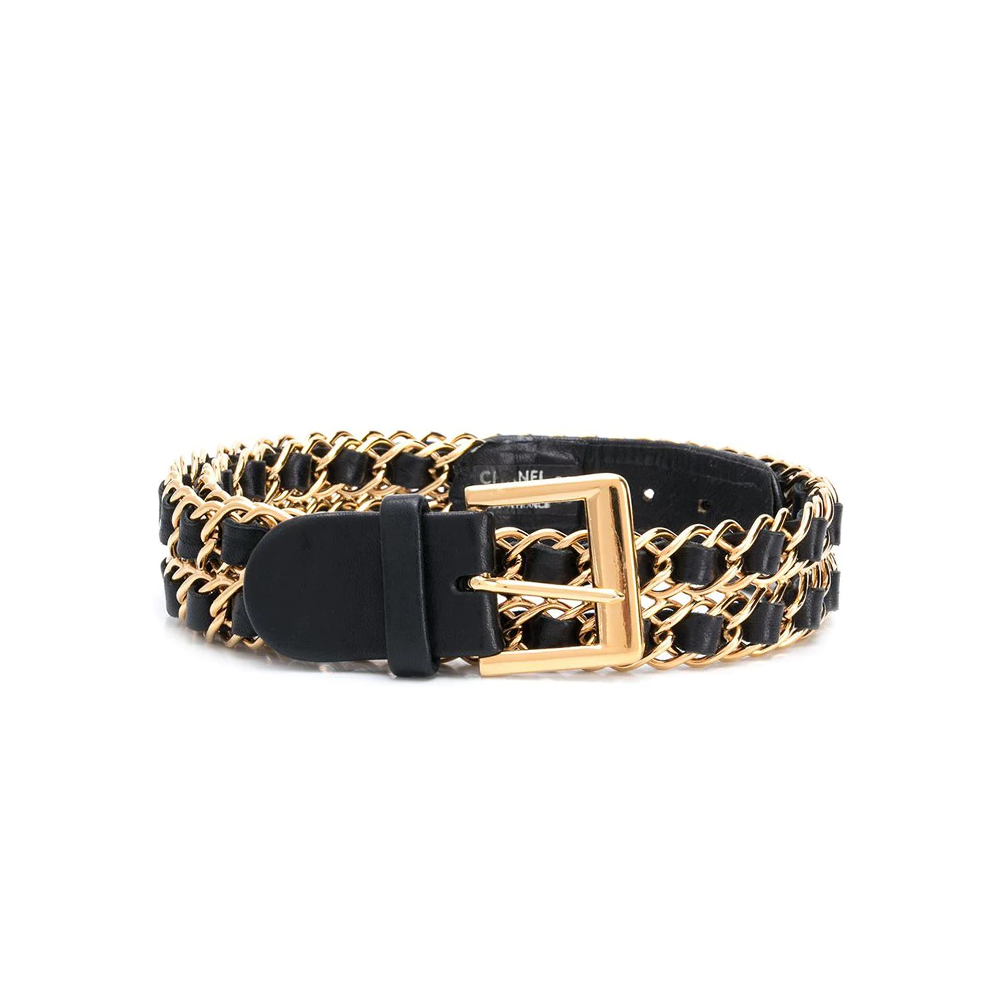 Vintage Leather Curb Chain Belt