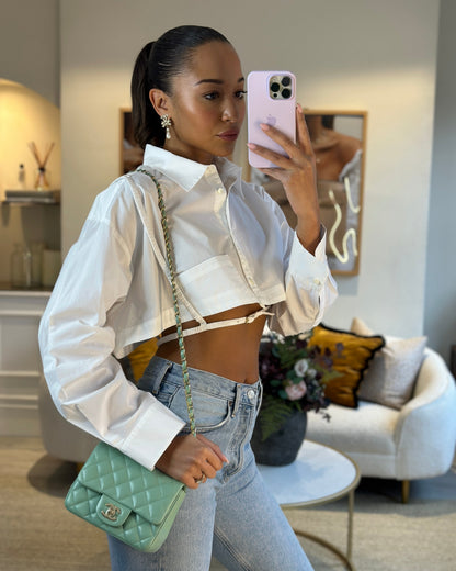 COLOUR* Chanel Green Tea Mini Square Bag in Lambskin Leather with Champagne Gold Hardware