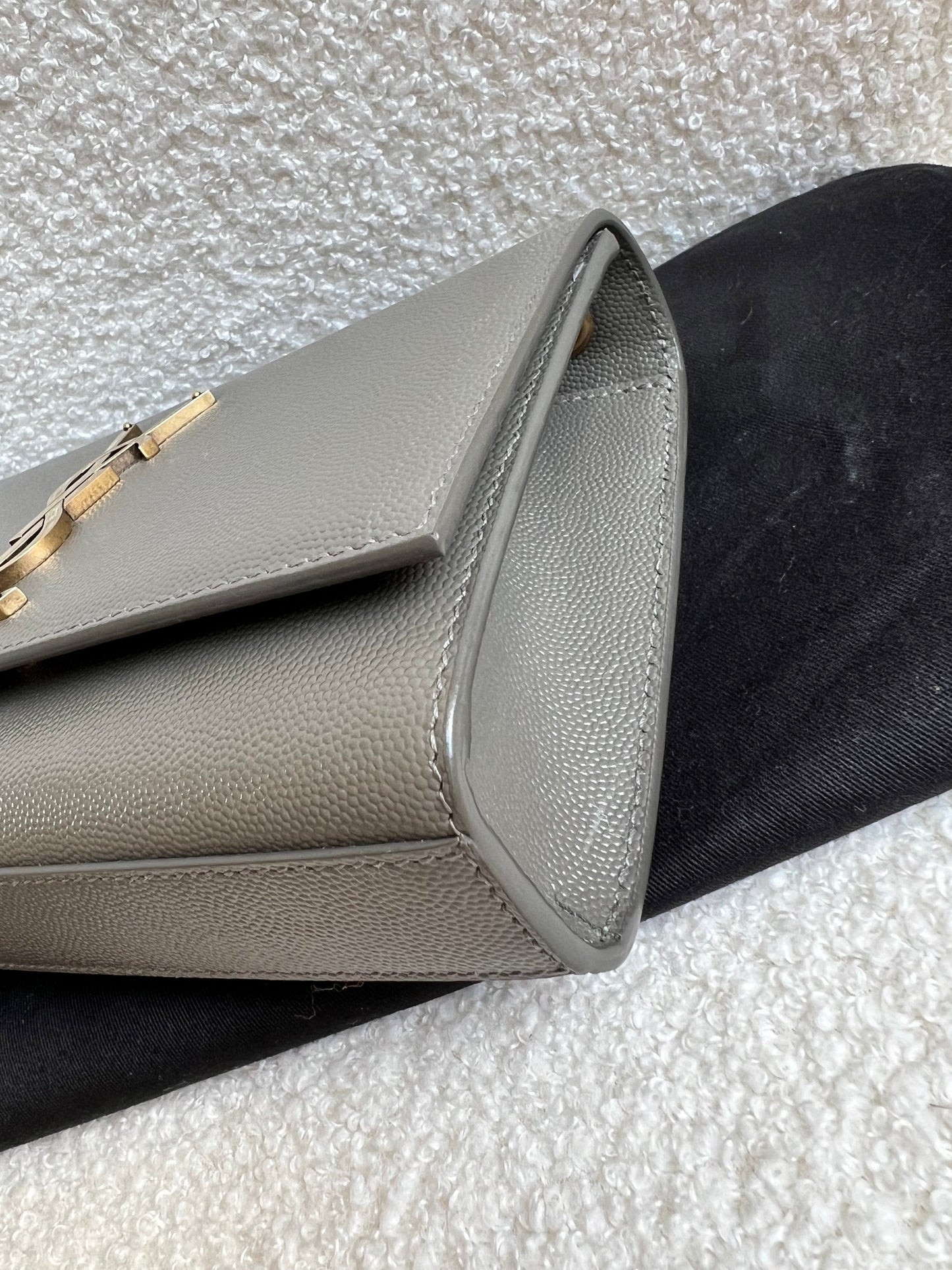 Yves Saint Laurent (YSL) Grey Small Kate with Gold Hardware