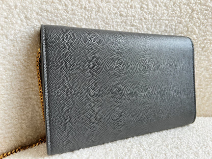 Yves Saint Laurent (YSL) Grey Uptown Chain Wallet