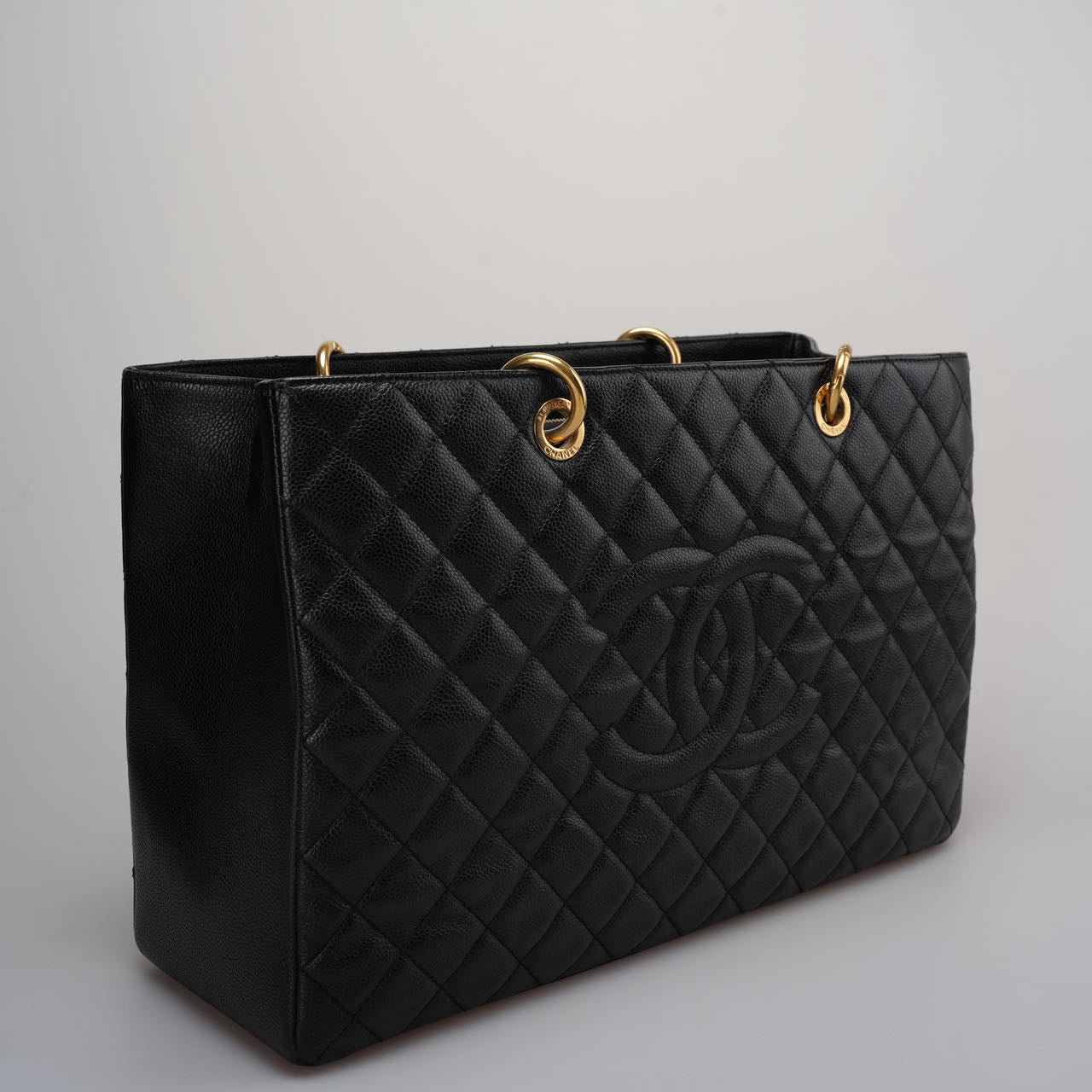 Chanel Large Black Grand Shopping XL GST Tote Bag In Caviar Leather With Gold Hardware