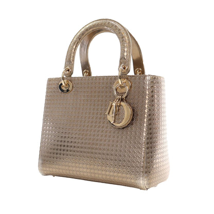 Medium Metallic Patent Microcannage Lady Dior