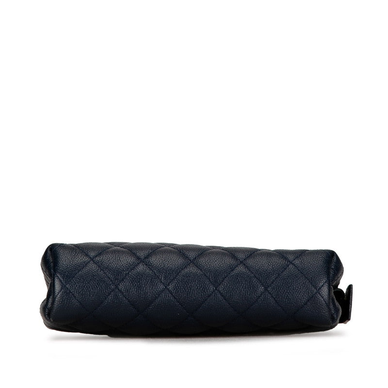 Chanel Quilted Caviar Makeup Pouch Leather Vanity Bag in Good condition
