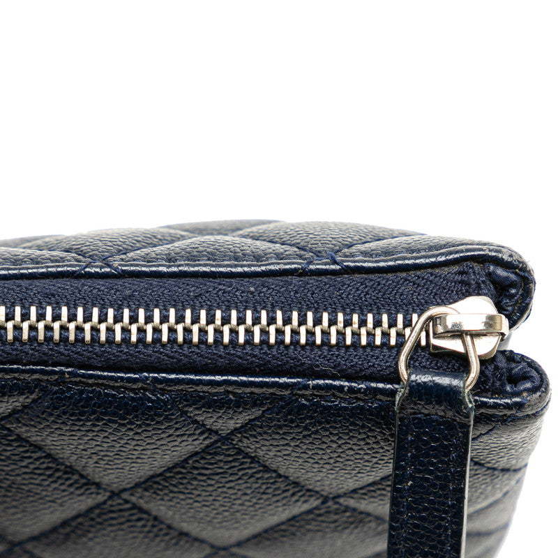 Chanel Quilted Caviar Makeup Pouch Leather Vanity Bag in Good condition