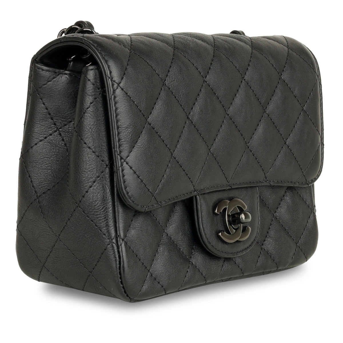Mini Square Classic Flap - Black Calfskin