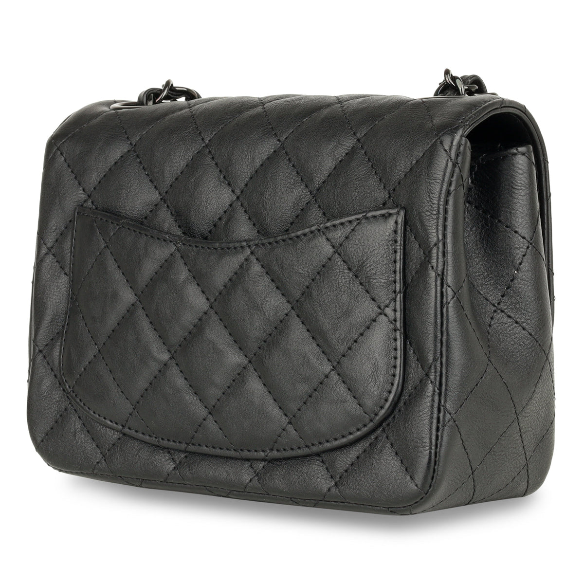 Mini Square Classic Flap - Black Calfskin