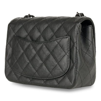Mini Square Classic Flap - Black Calfskin