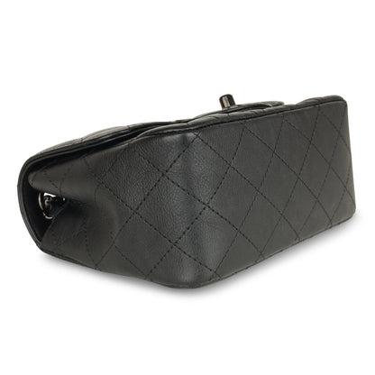 Mini Square Classic Flap - Black Calfskin