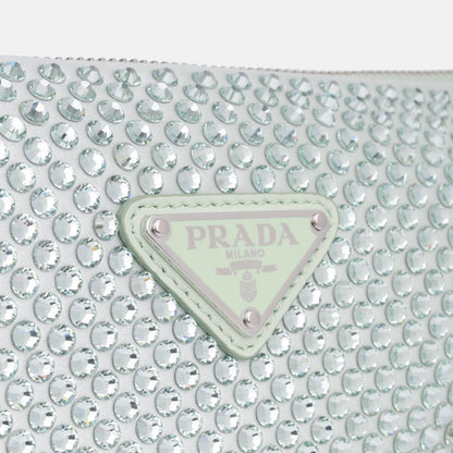 Crystal Studded Satin Pouch