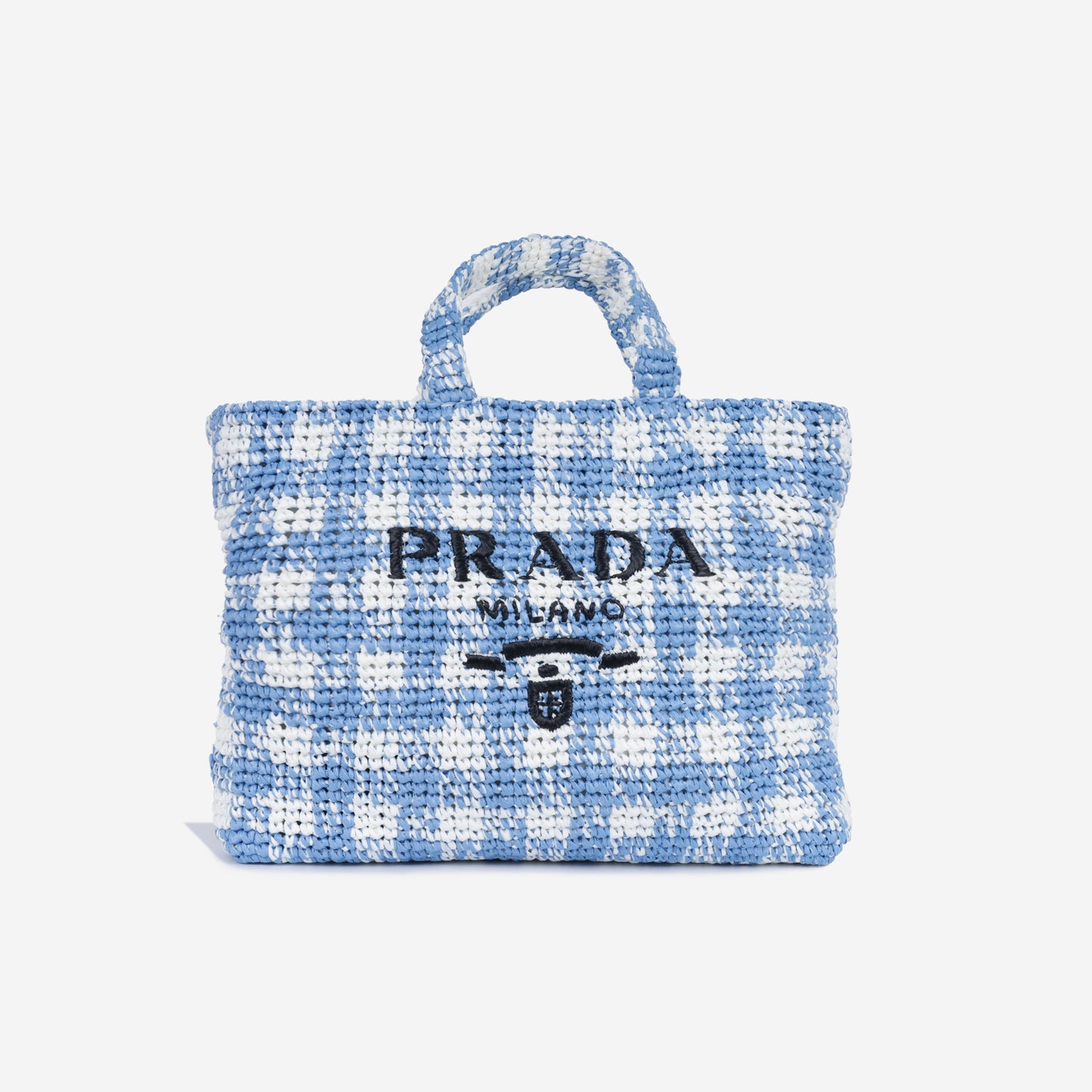 Large Check Crochet Tote Bag
