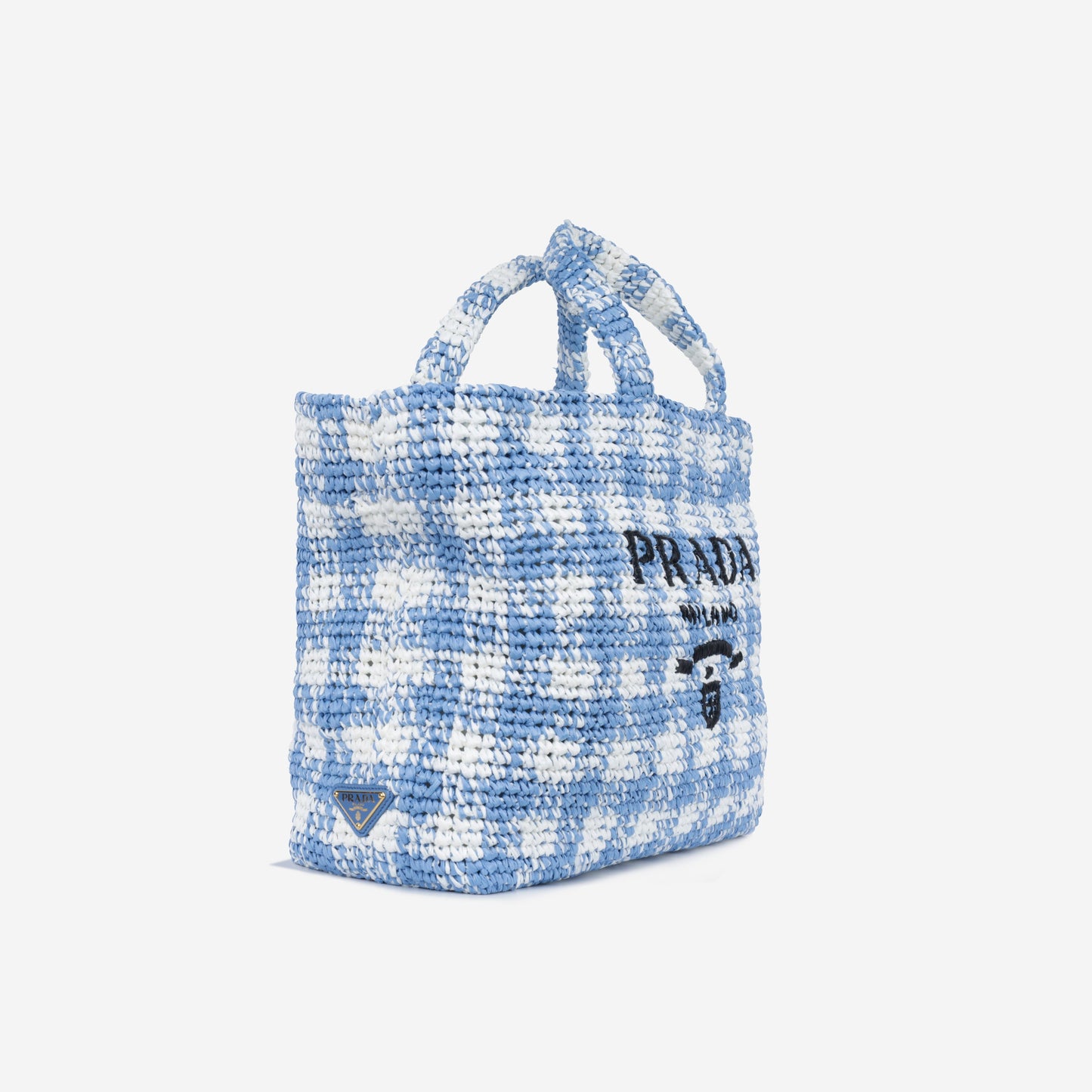 Large Check Crochet Tote Bag