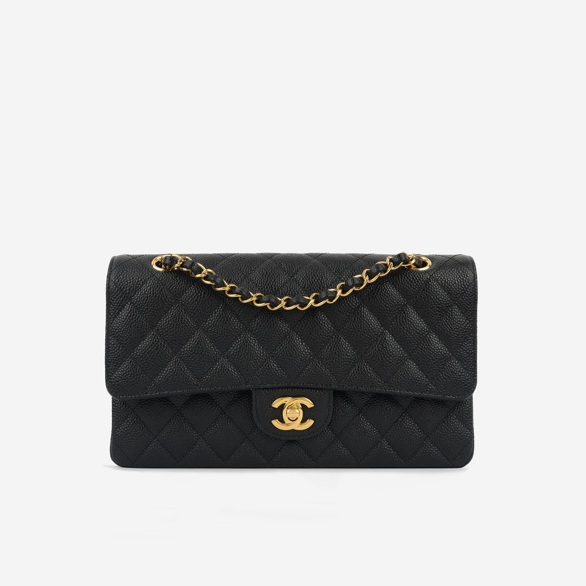 Chanel - Medium Classic Flap - Black Quilted Caviar GHW -