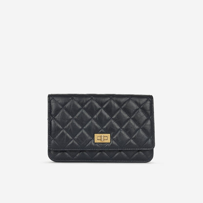 Chanel Re-issue Wallet on Chain Navy Aged Calfskin GHW 2018