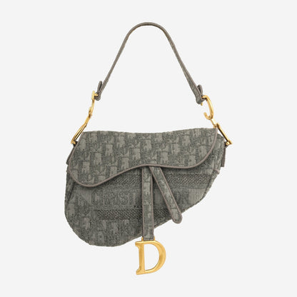 Dior - Medium Saddle Bag - Grey Oblique Canvas GHW -  - 2020