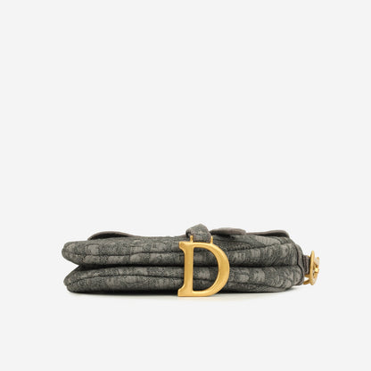 Dior Medium Saddle Bag Grey Oblique Canvas GHW