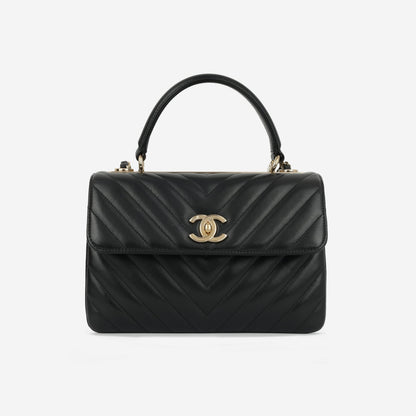 Chanel - Trendy CC Flap Bag Small - Black Chevron Lambskin CGHW - 2018 -