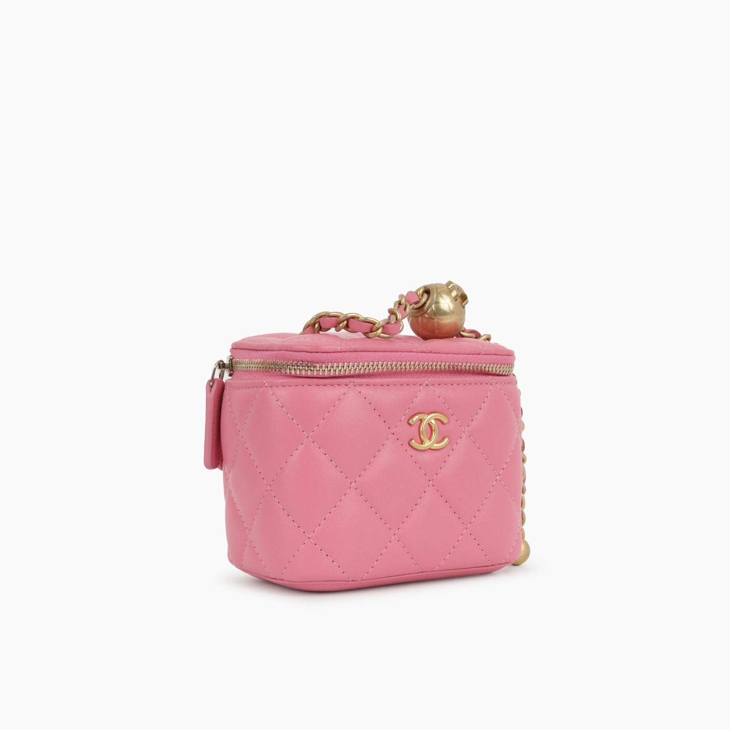 Chanel - Mini Vanity on Pearl Chain - Fuschia Pink Lambskin AGHW - - 2019