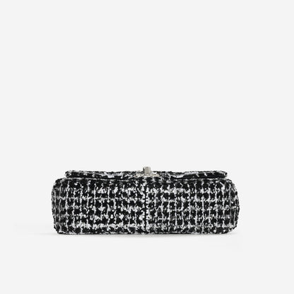 Chanel Chanel Mini Rectangular - Black / White Sequin | Silver Hardware