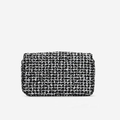 Chanel Chanel Mini Rectangular - Black / White Sequin | Silver Hardware