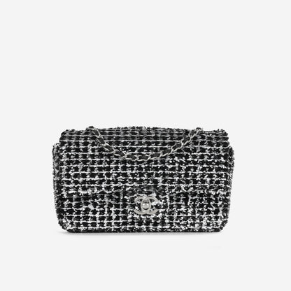 Chanel Chanel Mini Rectangular - Black / White Sequin | Silver Hardware
