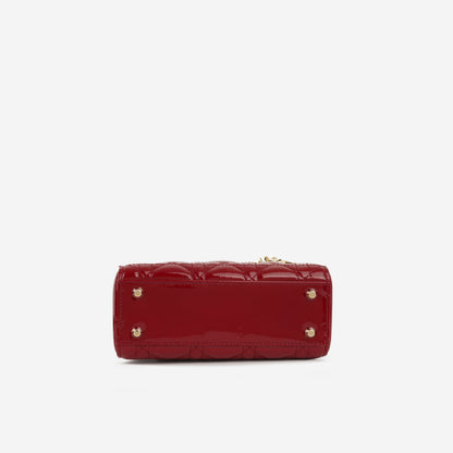 Dior Mini Lady Dior - Cherry Red Patent | Champagne Gold Hardware