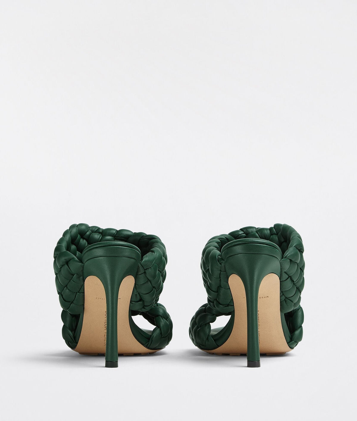 BOTTEGA VENETA CURVE LEATHER SANDALS VERT FONCEE