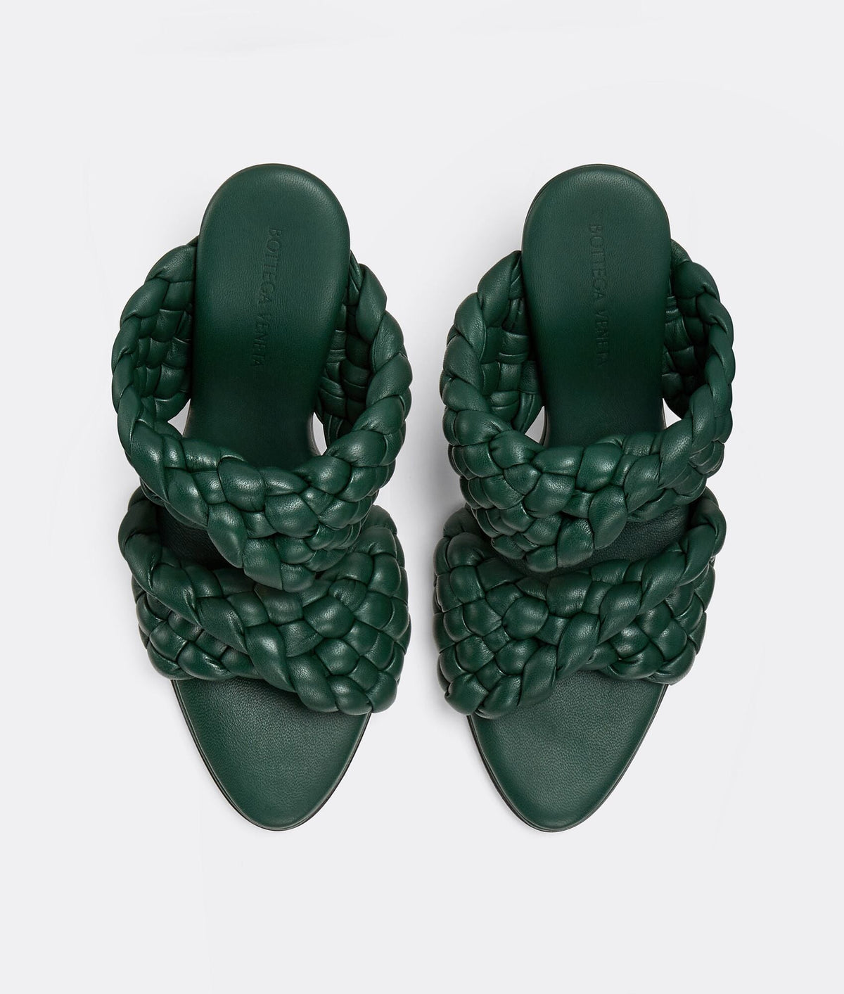 BOTTEGA VENETA CURVE LEATHER SANDALS VERT FONCEE