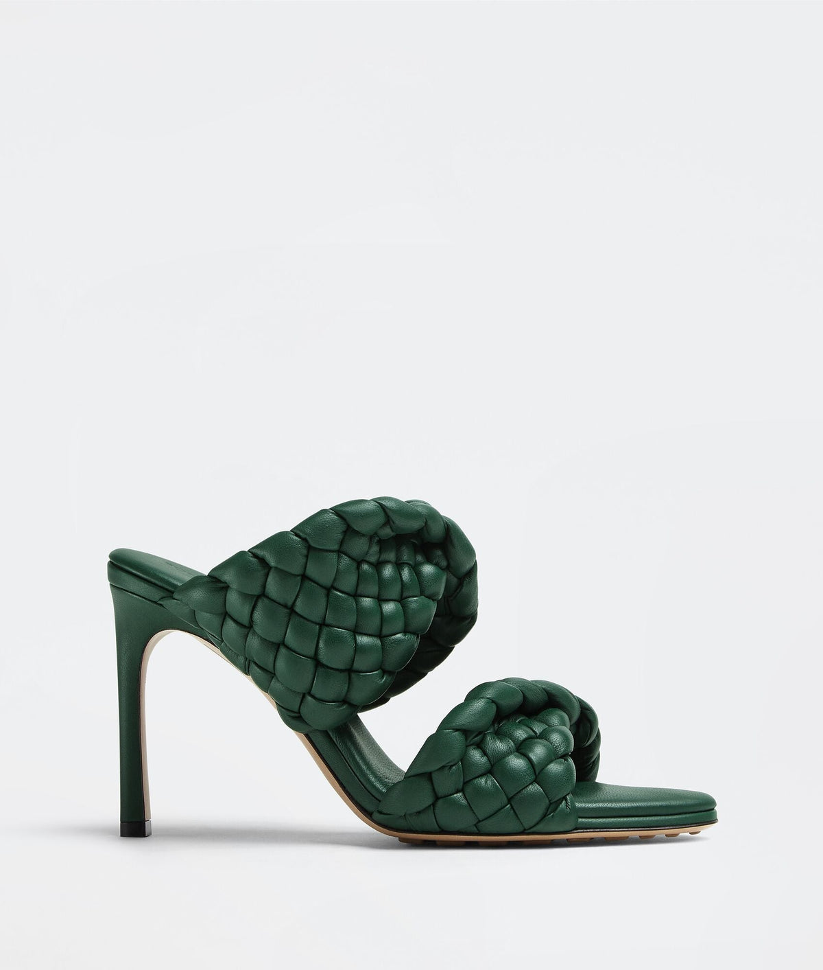 BOTTEGA VENETA CURVE LEATHER SANDALS VERT FONCEE