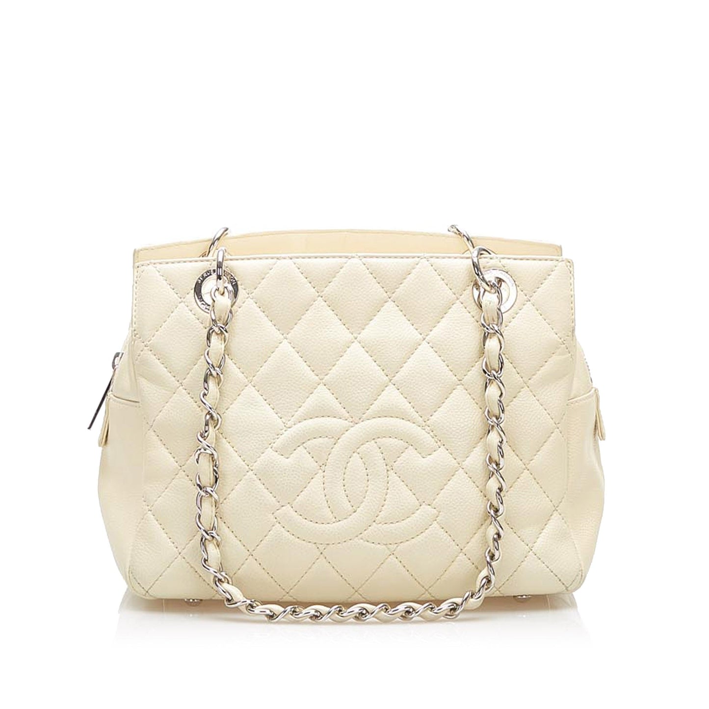Petite Shopping Tote in White with SHW