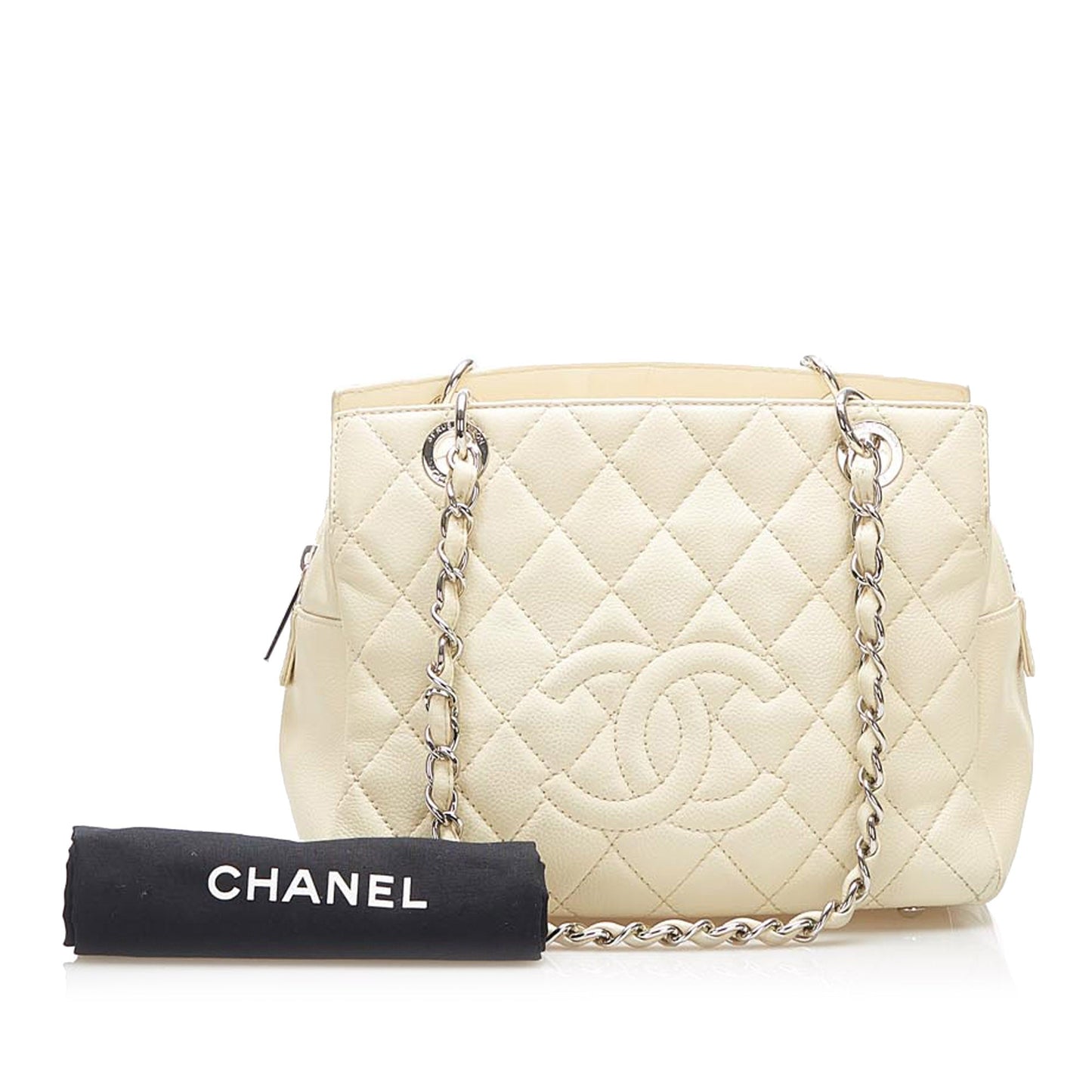 Petite Shopping Tote in White with SHW