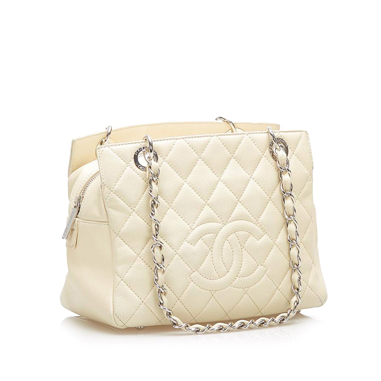 Petite Shopping Tote in White with SHW