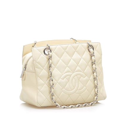 Petite Shopping Tote in White with SHW