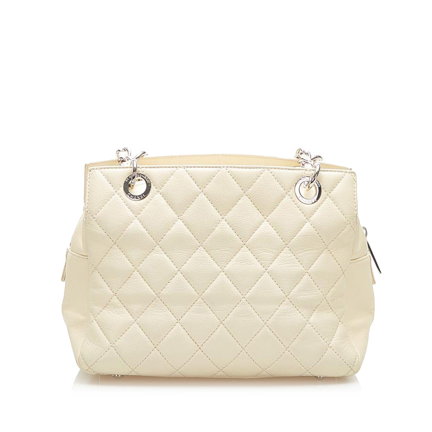 Petite Shopping Tote in White with SHW
