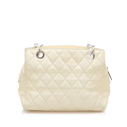 Petite Shopping Tote in White with SHW