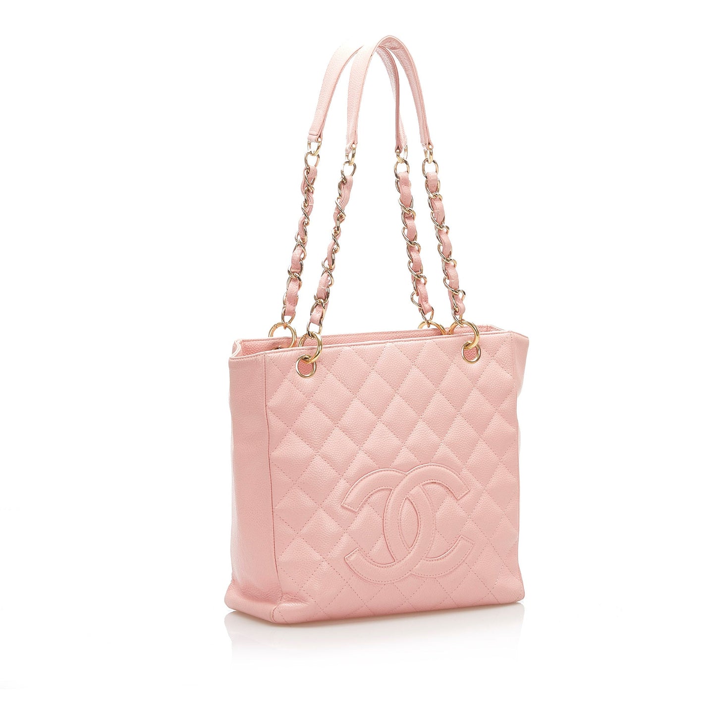 CC Caviar Leather Petite Shopping Tote Bag in Pink with SHW