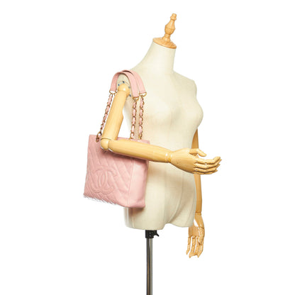 CC Caviar Leather Petite Shopping Tote Bag in Pink with SHW