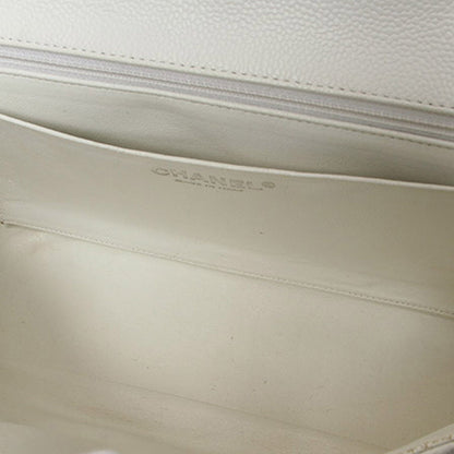 Jumbo Classic Caviar Leather Flap Bag in White with SHW